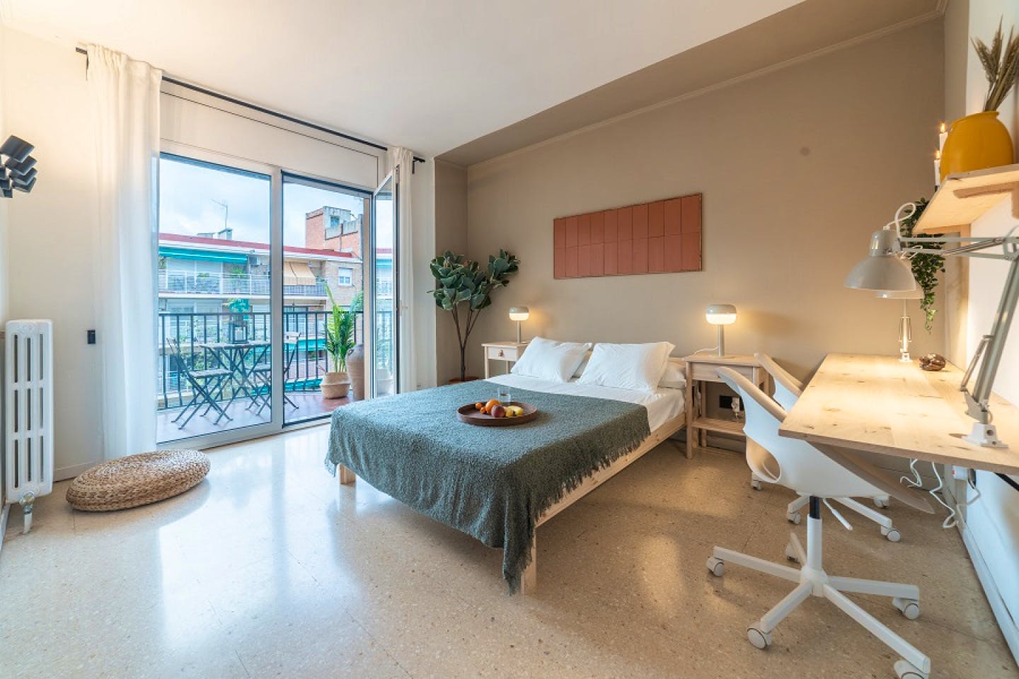 Stylish Wabi-Sabi Coliving Flat with Private Balconies in Authentic Sant Andreu